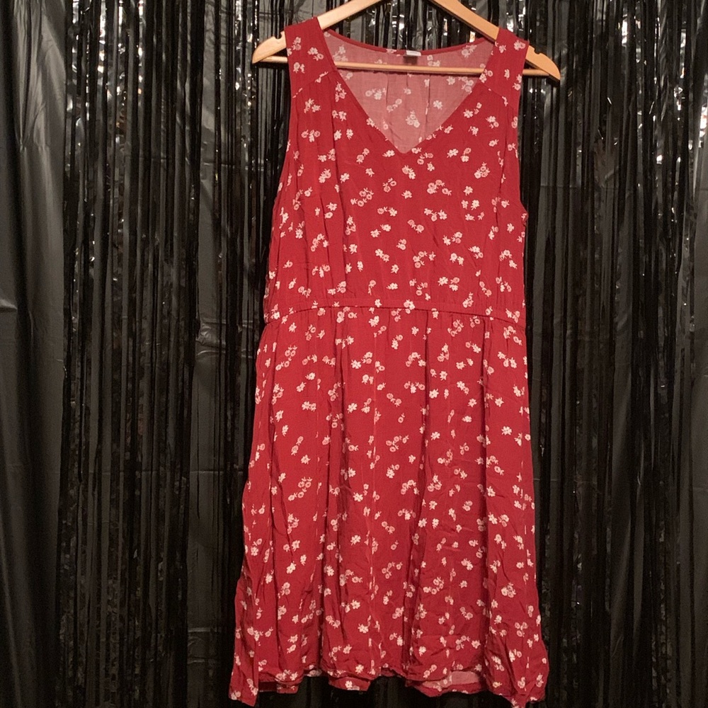 Old Navy Red and White Floral Print Dress